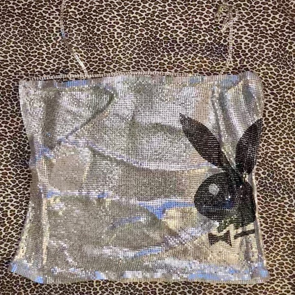 Playboy x Missguided | NWT | chainmail metallic crown top - Picture 8 of 11